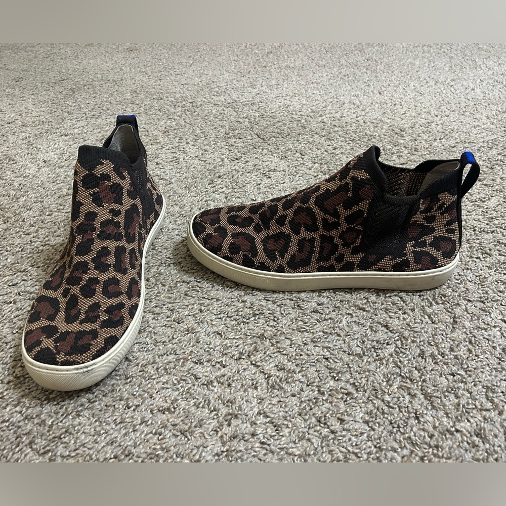 Rothy's The Chelsea Wildcat Jacquard Knit Ankle Boot Size 11 SlipOn Animal Print